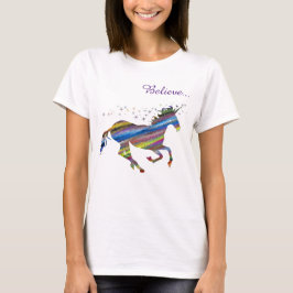 Unicorn Magic Glaube gestreift Frauen T-Shirt