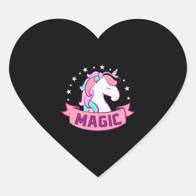 UNICORN MAGIC Herz-Aufkleber (Vorderseite)
