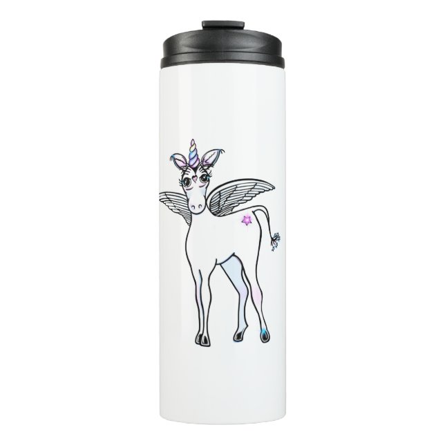 Unicorn Magic, lustige Einhorn-Illustration Thermosbecher (Vorderseite)