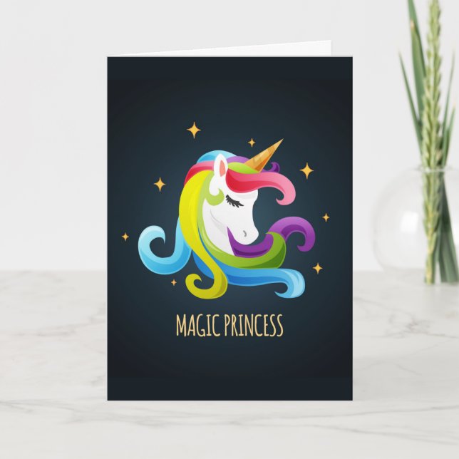 Unicorn Magic Princess Colorful Karte (Vorderseite)
