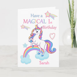 Unicorn Magical 1. Geburtstag Pink Karte