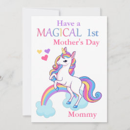 Unicorn Magical 1st Mother's Day Kids Flat Karte