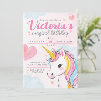 Unicorn Magical Birthday Invite Einladung