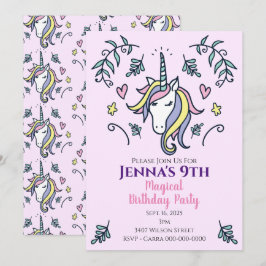 Unicorn Magical Birthday Party Einladung