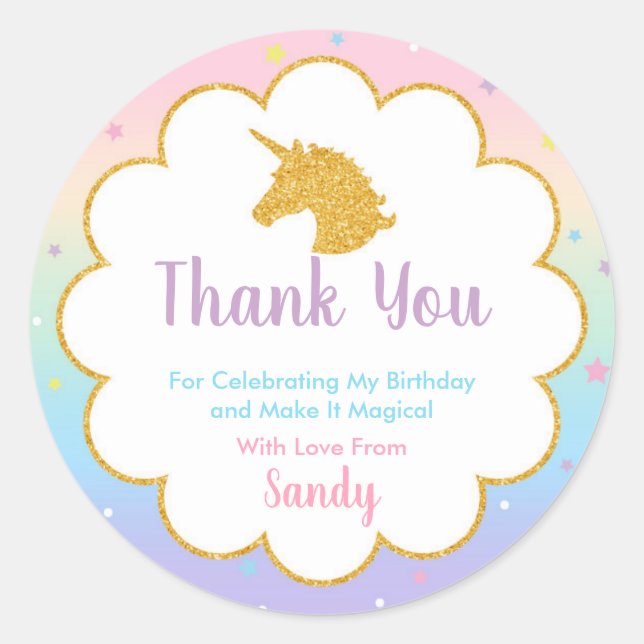 Unicorn Magical Birthday Party Gunst Sticker (Vorderseite)