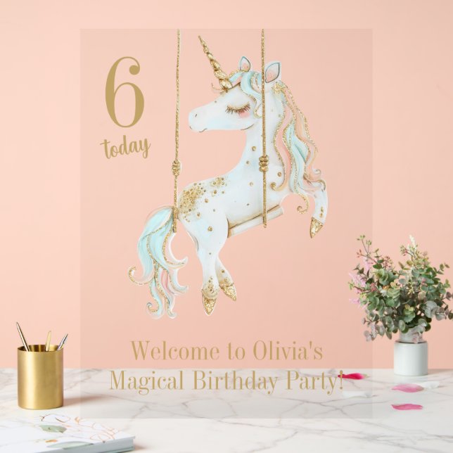 Unicorn Magical Birthday Party Willkommen Acrylschild (Hochzeit)