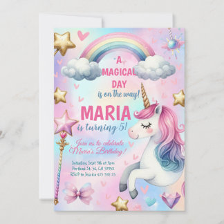 Unicorn Magical day Birthday Party Einladung