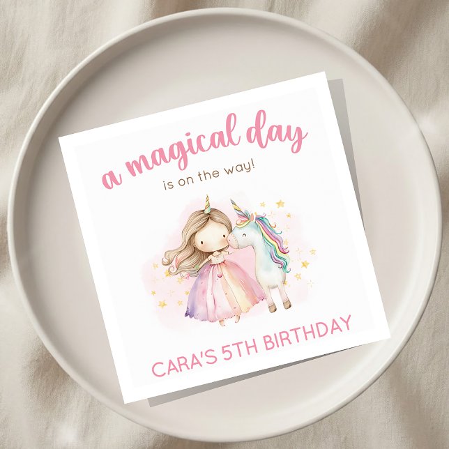 Unicorn Magical Day Birthday Party Serviette (Von Creator hochgeladen)