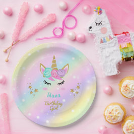 Unicorn Magical Party Girl mit Namen Pappteller