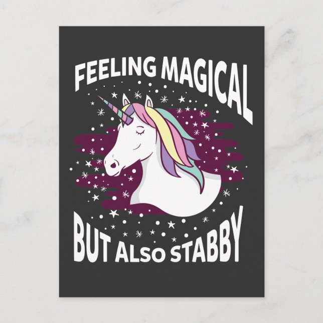 Unicorn Magical Stabby Gefühl Sarcastic Horse Postkarte (Vorderseite)