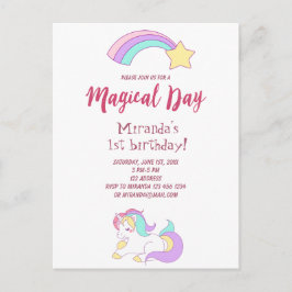 Unicorn magie girly 1er anniversaire invitation fê