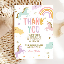 Unicorn Magique Arc-en-ciel Carte de remerciements