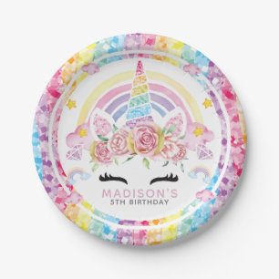 Unicorn Magischer Geburtstag farbenfroh Pappteller