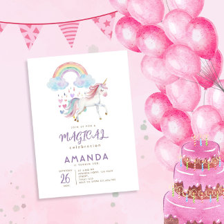 Unicorn Magischer Regenbogen Wasserfarbe Geburtsta Einladung