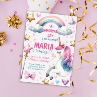 Unicorn Magischer Tag Pastel Kindergeburtstag Part Einladung