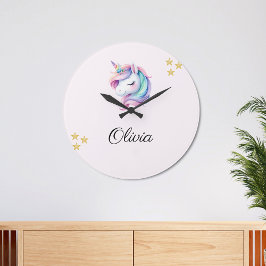 Unicorn Magisches Niedliches Wasser Große Wanduhr