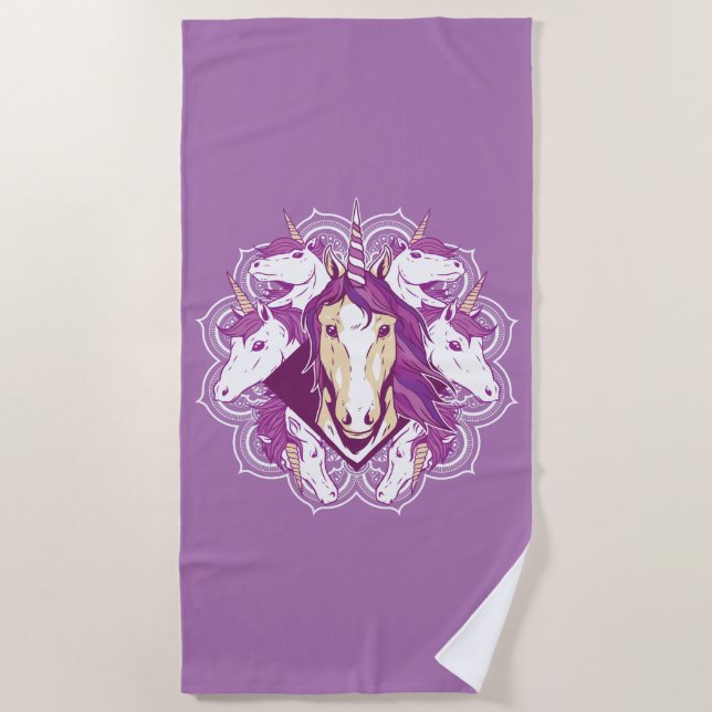 Unicorn Mandala Strandtuch (Vorderseite)