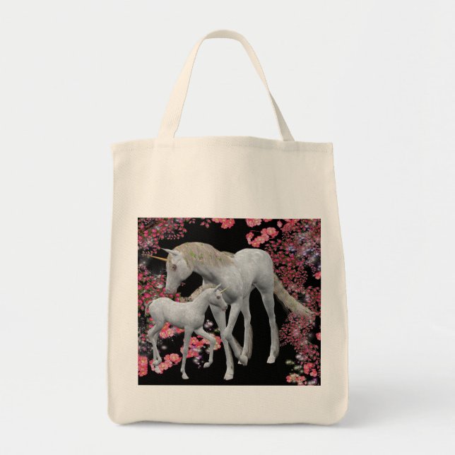 Unicorn Mare and Foal Fantasy Tote Bag Tragetasche (Vorne)
