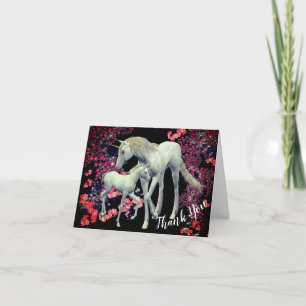 Unicorn Mare Et Foal Imaginaire Carte de remerciem
