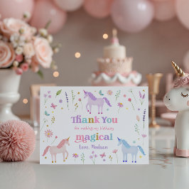 Unicorn Meadow Pastel Pink Gold Thank You Dankeskarte