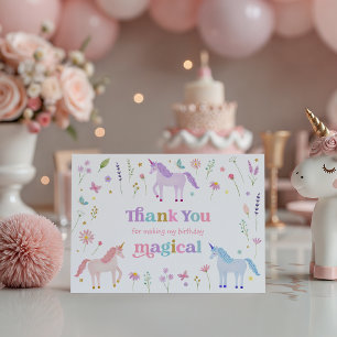 Unicorn Meadow Pastel Pink Gold Vielen Dank Dankeskarte