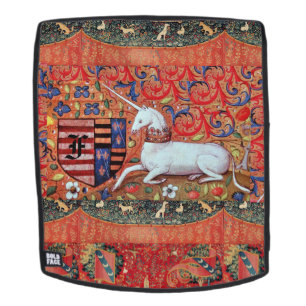 UNICORN,MEDIEVALISCHE FANTASIE-BLUME,FLORALMONOGRA RUCKSACK