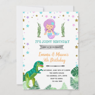 Unicorn Meerjungfrau Dinosaurier Pool Party Einladung