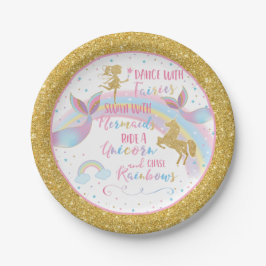 Unicorn-Meerjungfrau-feenhafter Pappteller