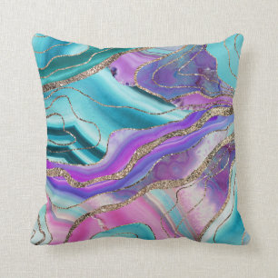 Unicorn Mermaid Agate Glitzer Glam #1 #marmor Kissen