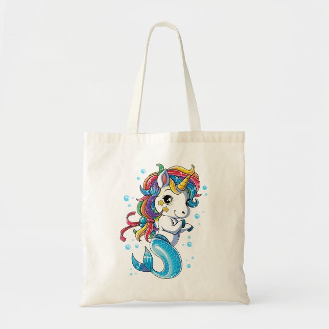 Unicorn Mermaid Mermicorn Tragetasche (Vorne)