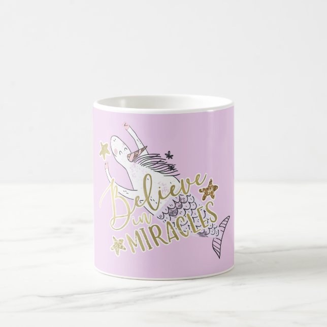 Unicorn Mermaid Moderne Trendy Glauben an Wunder Kaffeetasse (Mittel)
