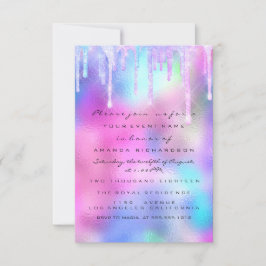 Unicorn Mermaid Tropfen Holografisch Pink High Hee Einladung