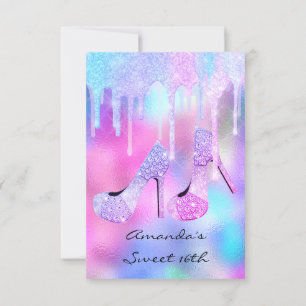 Unicorn Mermaid Tropfen Holografisch Pink High Hee Einladung