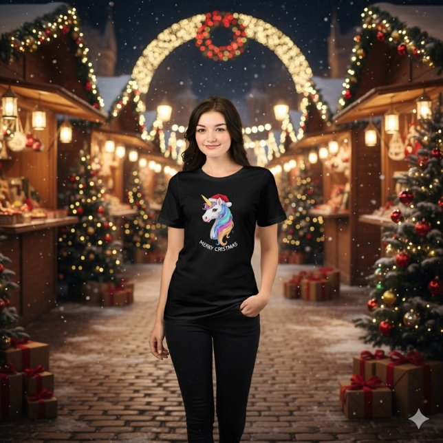 Unicorn Merry Christmas Design Tri-Blend Shirt (Von Creator hochgeladen)