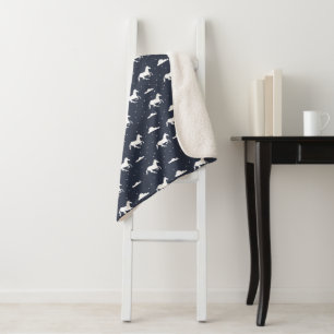 Unicorn Midnight Blue Sky Muster Sherpadecke