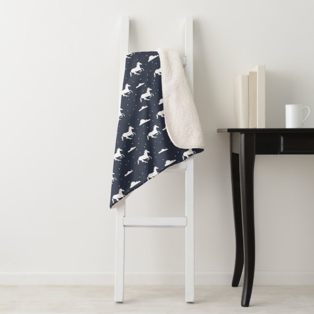 Unicorn Midnight Blue Sky Muster Sherpadecke (Beispiel)