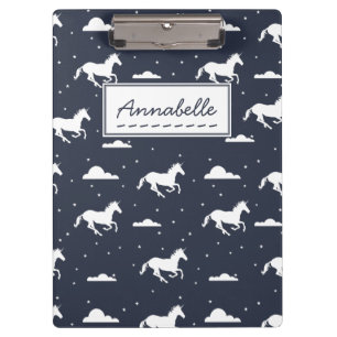 Unicorn Midnight Sky Muster Personalisiert Klemmbrett