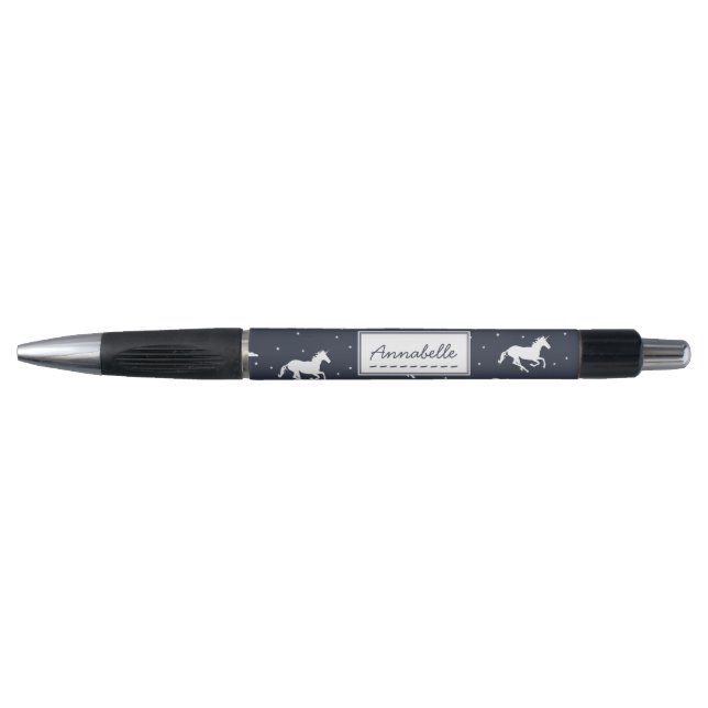 Unicorn Midnight Sky Muster Personalisiert Kugelschreiber (Vorderseite)