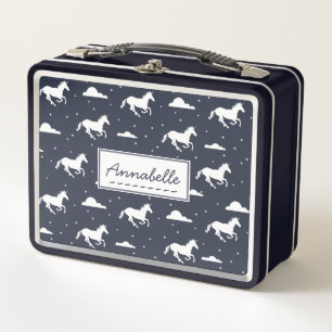 Unicorn Midnight Sky Muster Personalisiert Metall Brotdose