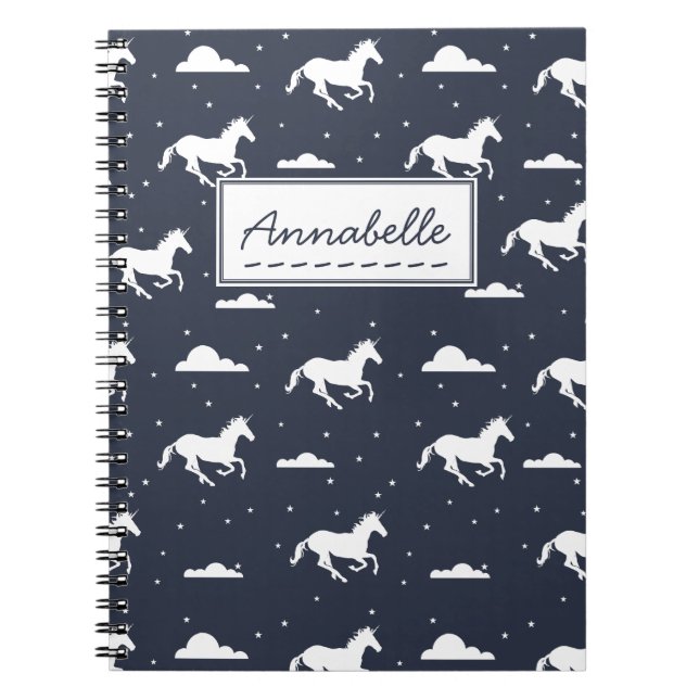 Unicorn Midnight Sky Pattern Notizblock (Vorderseite)