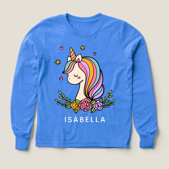 Unicorn mignon Whimsical Girl Nom personnalisé (Motif recto)