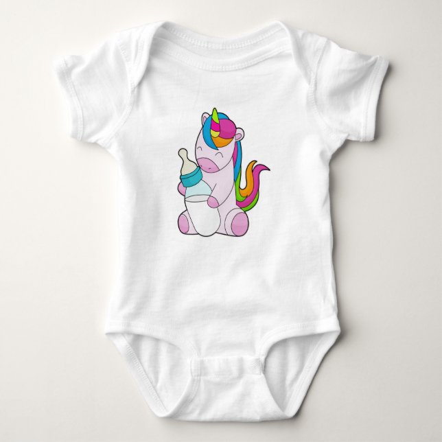Unicorn Milchflasche Baby Strampler (Vorderseite)