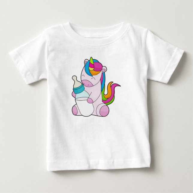 Unicorn Milchflasche Baby T-shirt (Vorderseite)
