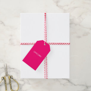 "Unicorn", minimalistisch, heiß rosa Fuchsienweiß Geschenkanhänger