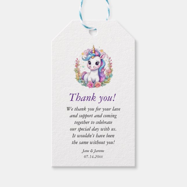 Unicorn Minimalistisch Vielen Dank Geschenkanhänger (Vorderseite)