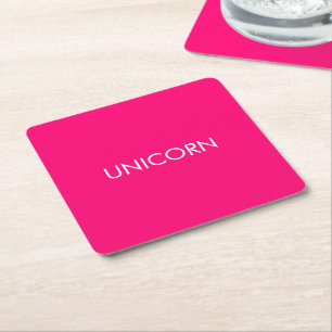 "Unicorn" minimalistischer, hellrosa Fuchsienweiße Rechteckiger Pappuntersetzer