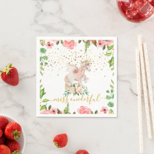 Unicorn Miss Onederful Baby Girl Erster Geburtstag Serviette