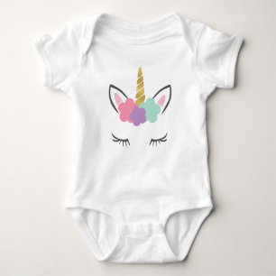 Unicorn mit den Eyelashes, Unicorngesicht, Baby Strampler