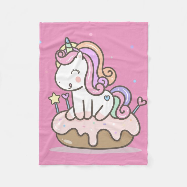 Unicorn mit Donut Fleecedecke (Vorderseite)
