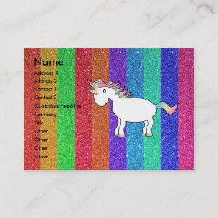 Unicorn mit Regenbogen-Glitterstreifen Visitenkarte